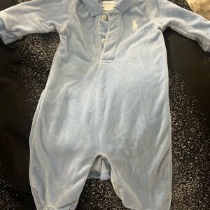 Ralph Lauren Light Blue Terry Polo Footie